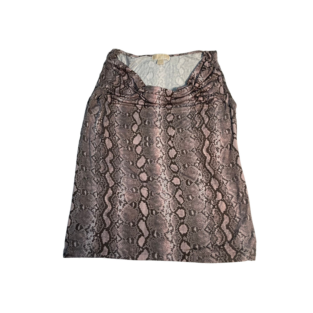 Michael Kors blouse draped tank top snakeskin animal print sleeveles cowl neck M